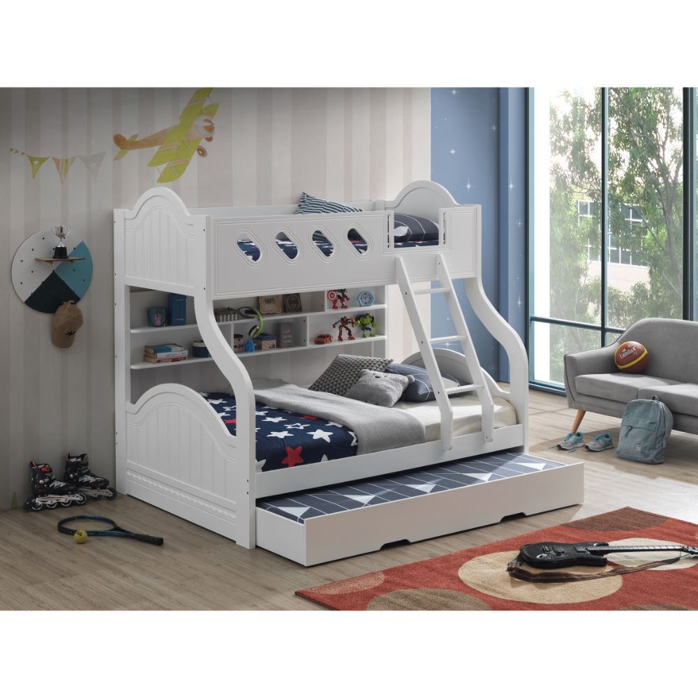ACME Furniture Beds - ACME Grover Twin/Full Bunk Bed w/Storage, White