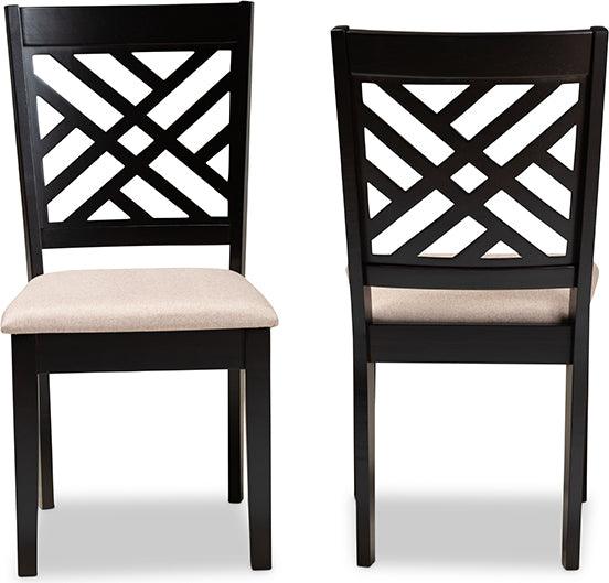 Wholesale Interiors Dining Chairs - Caron Sand Fabric Upholstered Espresso Brown Finished Wood 2-Piece Dining Chair Set Set