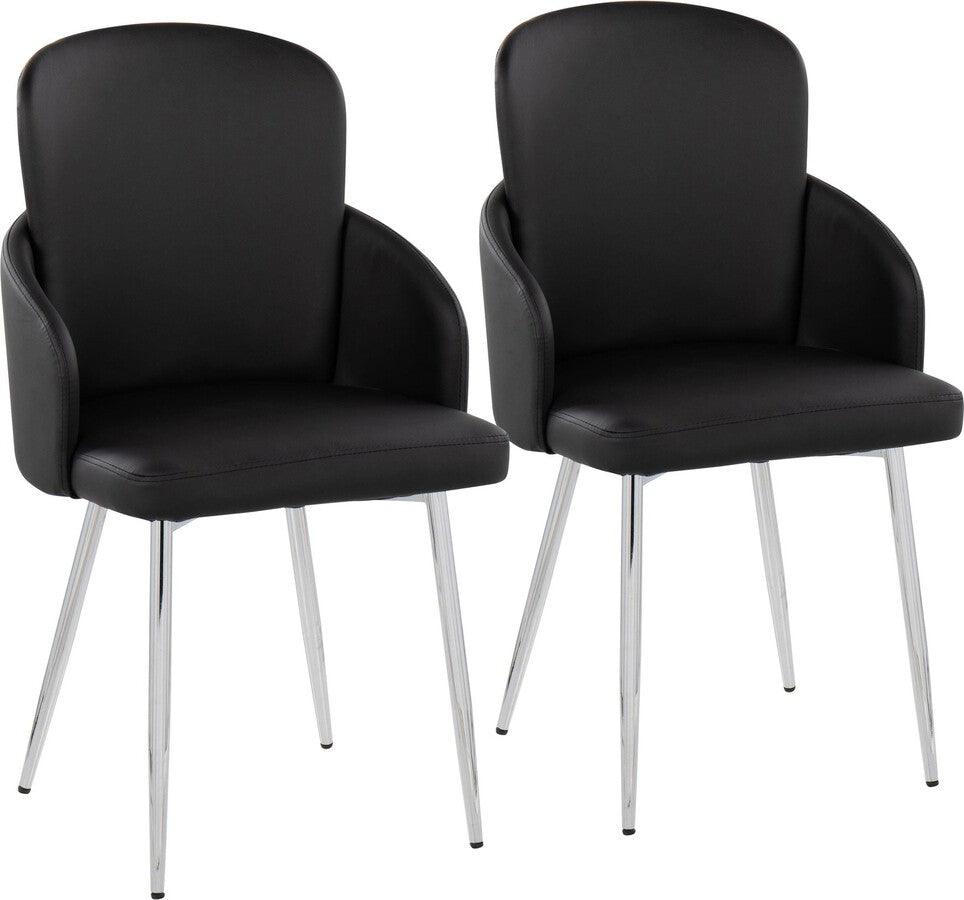 Lumisource Dining Chairs - Dahlia Contemporary Dining Chair In Chrome Metal & Black Faux Leather With Chrome Accent (Set of 2)