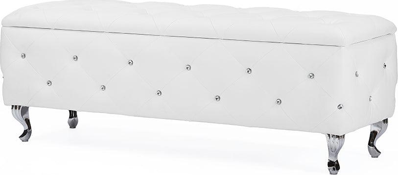 Wholesale Interiors Benches - Seine White Leather Contemporary Storage Ottoman