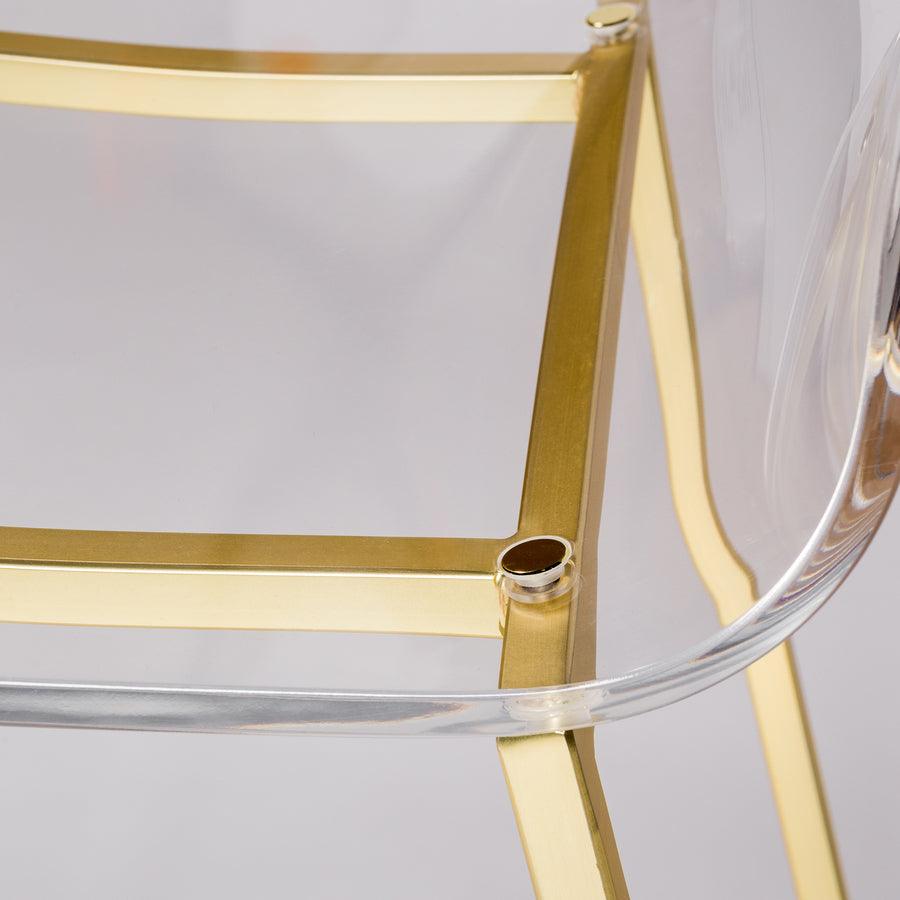 Euro Style Barstools - Chloe Bar Stool in Clear Acrylic with Matte Brushed Gold Legs - Set of 2