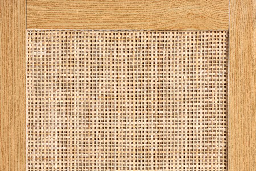 Wholesale Interiors Buffets & Cabinets - Maureen Mid-Century Modern Espresso Brown Wood And Rattan 2-Door Storage Cabinet