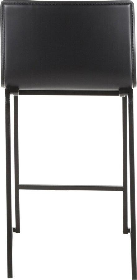 Lumisource Barstools - Mara 26" Contemporary Counter Stool in Black Metal and Black Faux Leather - Set of 2