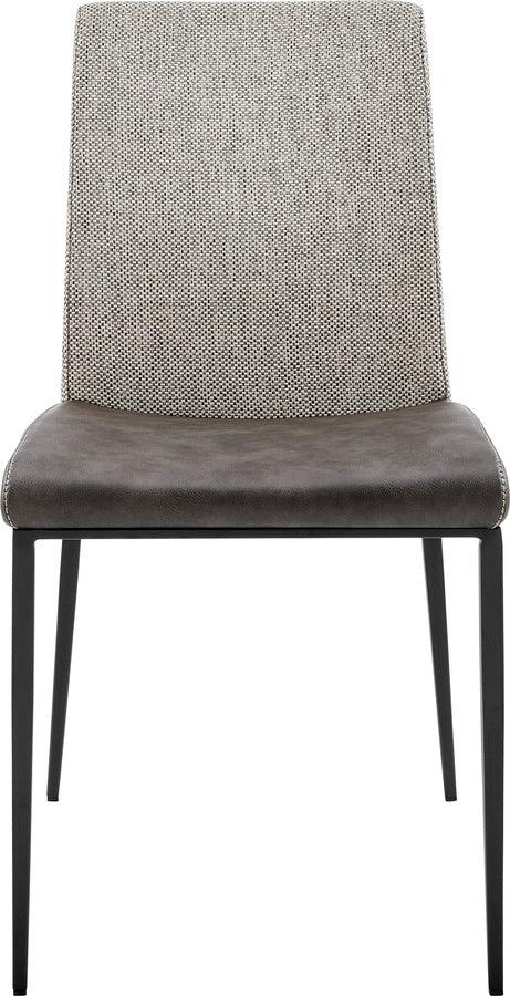 Euro Style Dining Chairs - Rasmus Side Chair with Dark Gray Leatherette and Light Gray Fabric with Matte Black Legs - Set of 2