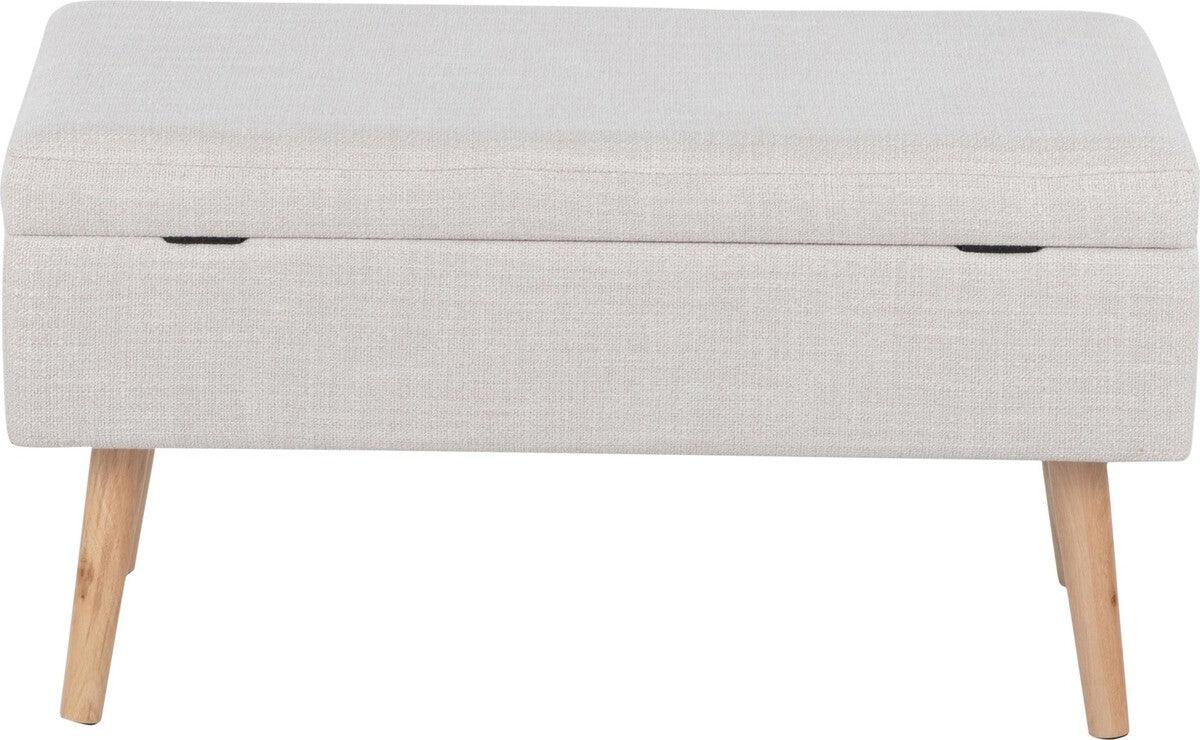 Lumisource Benches - Storage Contemporary Bench in Natural Wood & Beige Fabric