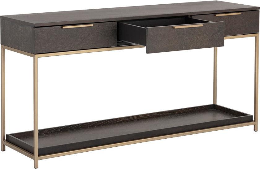 SUNPAN Consoles - Rebel Console Table With Drawers - Gold - Charcoal Grey