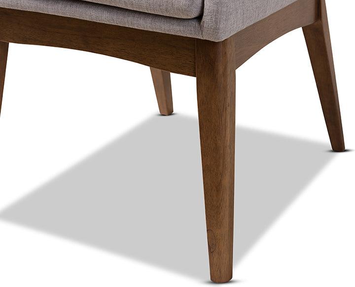 Wholesale Interiors Dining Chairs - Nexus Mid-Century Modern Walnut Wood Finishing Greyish Beige Fabric Dining Side Chair (Set Of 2)