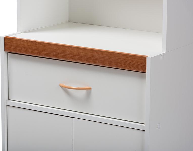 Wholesale Interiors Kitchen Storage & Organization - Laurana Modern and Contemporary White and Cherry Finished Kitchen Cabinet and Hutch