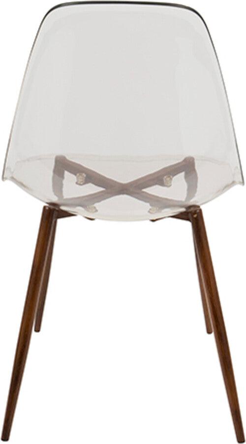 Lumisource Dining Chairs - Clara Mid-Century Modern Dining Chair in Walnut and Clear - Set of 2