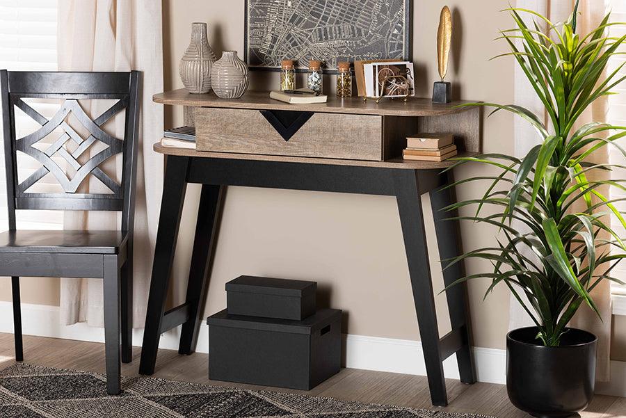 Wholesale Interiors Consoles - Wales Modern and Contemporary Light Brown Finished Wood 1-Drawer Console Table