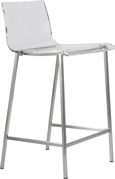 Euro Style Barstools - Chloe Counter Stool in Clear Acrylic with Brushed Aluminum Legs - Set of 2