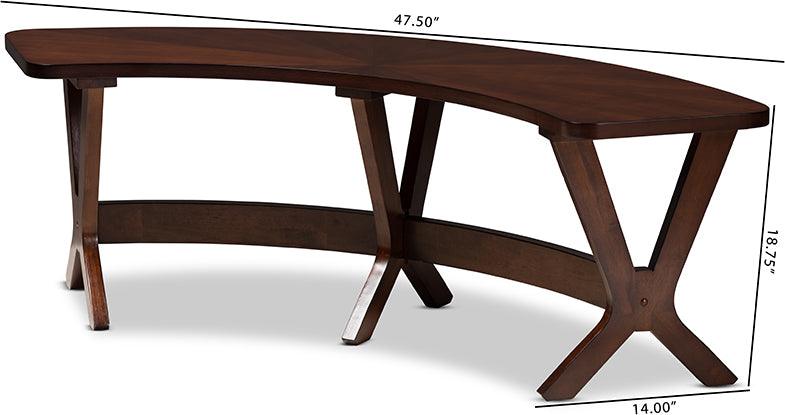Wholesale Interiors Benches - Berlin Mid-Century Modern Walnut Finished Wood Curved Dining Bench