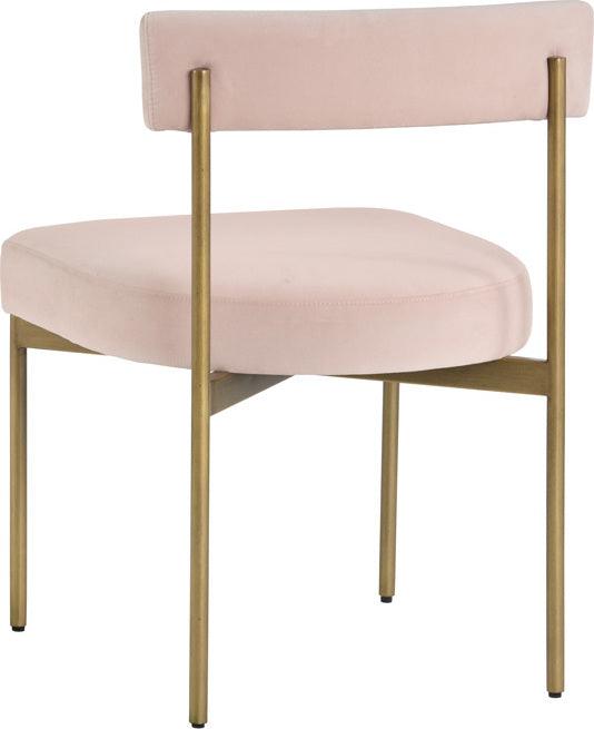 SUNPAN Dining Chairs - Seneca Dining Chair - Antique Brass - Velvet Blush (Set of 2)