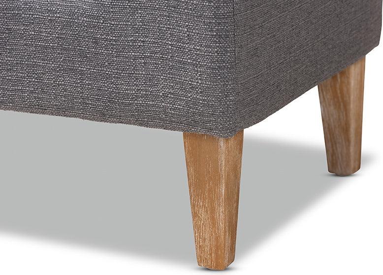 Wholesale Interiors Benches - Perret Modern And Contemporary Gray Linen Fabric Upholstered Oak Brown Finished Wood Bench