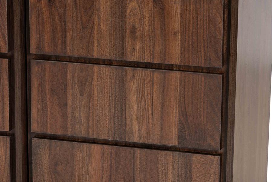 Wholesale Interiors Buffets & Sideboards - Neil Walnut Brown Finished Wood and Black Finished Metal 3-Door Dining Room Sideboard Buffet