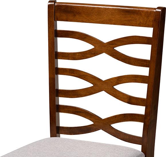 Wholesale Interiors Dining Sets - Lanier Grey Fabric Upholstered and Walnut Brown Finished Wood 7-Piece Dining Set