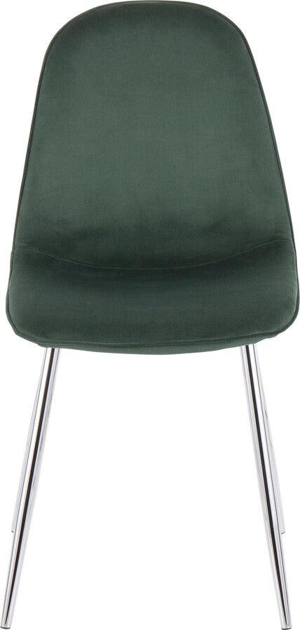 Lumisource Dining Chairs - Pebble Contemporary Chair in Chrome and Green Velvet - Set of 2