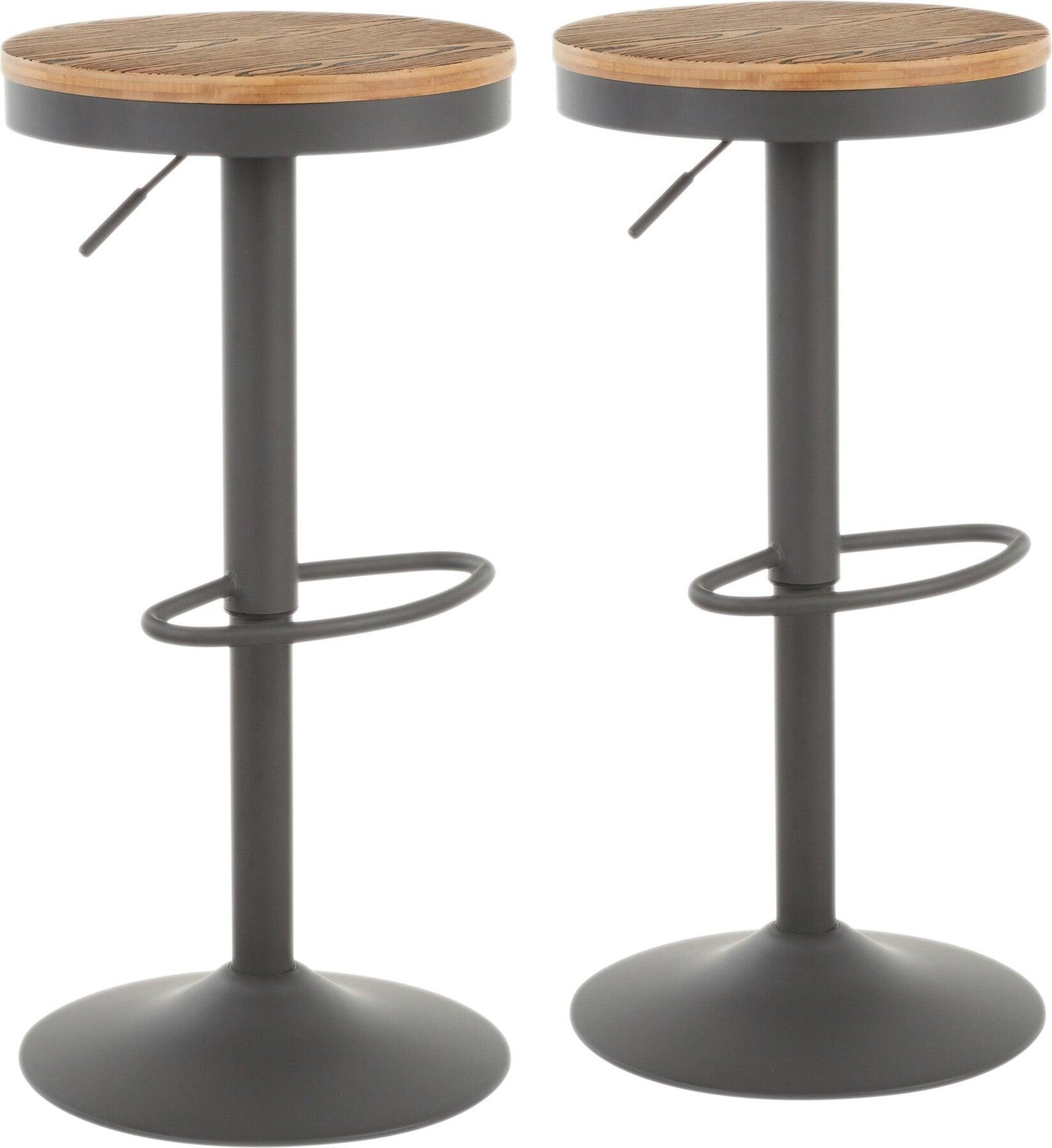 Lumisource Barstools - Dakota Barstool (Set of 2) Gray & Bamboo