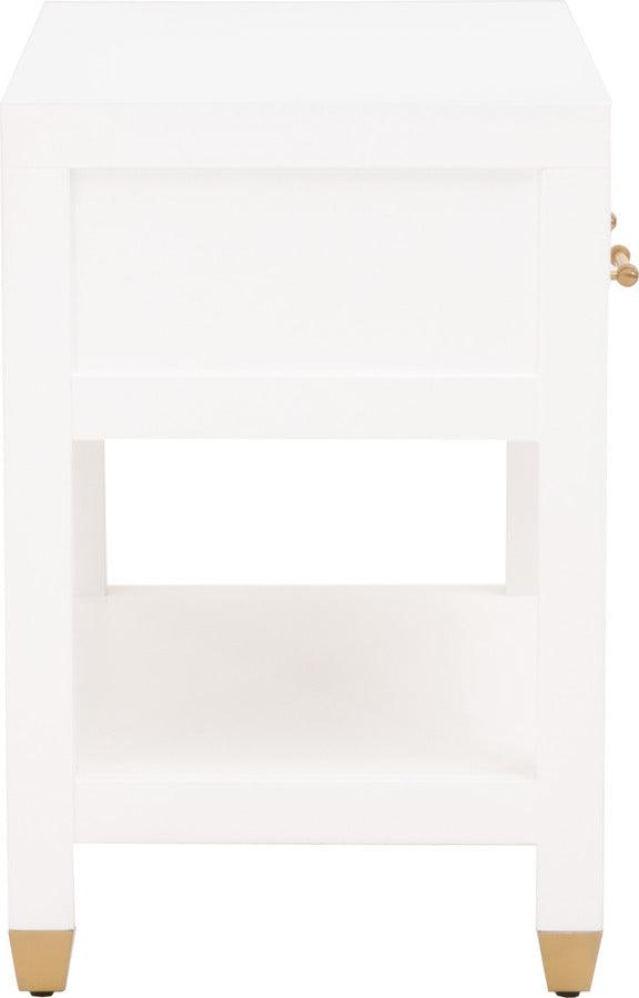 Essentials For Living Nightstands & Side Tables - Stella 1-Drawer Nightstand Matte White & Brushed Brass