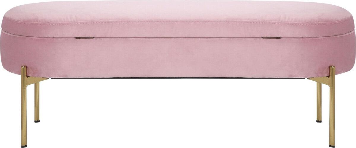 Lumisource Benches - Chloe Contemporary/Glam Storage Bench in Gold Metal and Blush Velvet