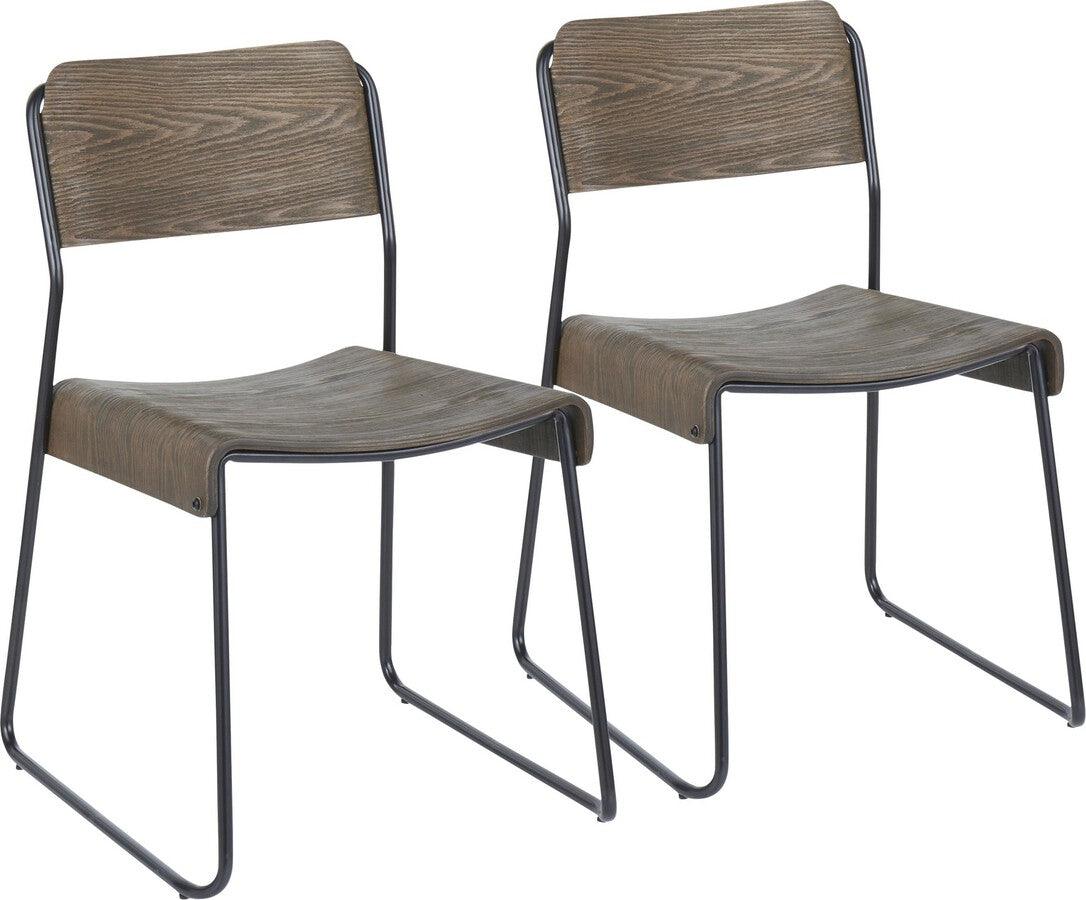 Lumisource Living Room Sets - Dali Industrial Chair 30" Black Metal & Espresso Wood (Set of 2)
