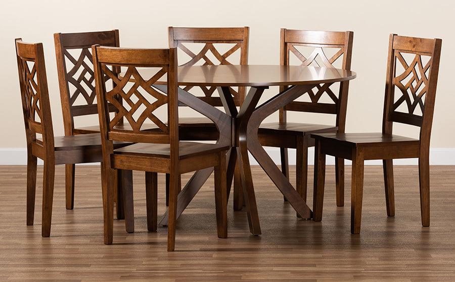 Wholesale Interiors Dining Sets - Miela Walnut Brown Finished Wood 7-Piece Dining Set