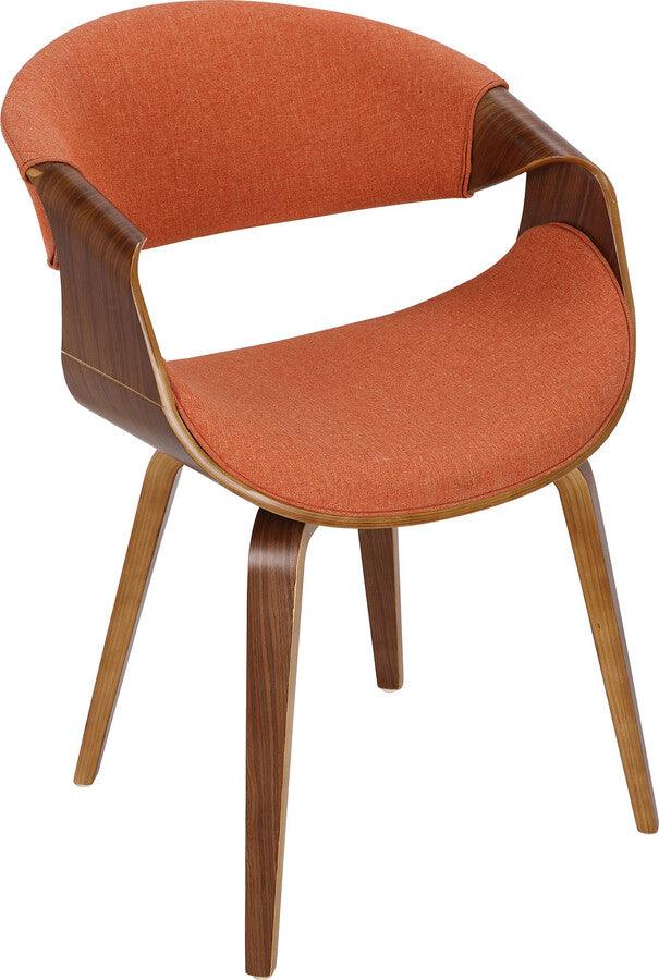 Lumisource Dining Chairs - Curvo Mid-Century Modern Dining/Accent Chair in Walnut and Orange Fabric