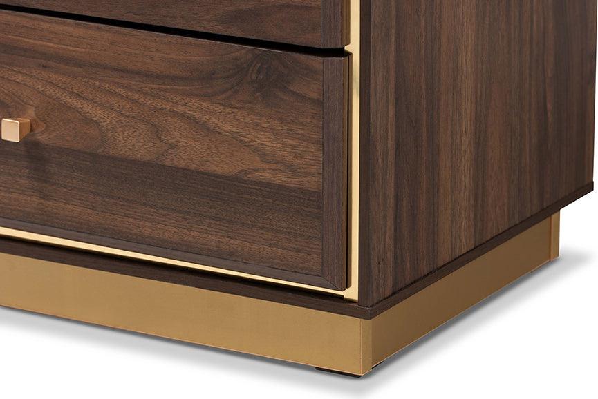 Wholesale Interiors Dressers - Cormac Modern and Contemporary Walnut Brown Wood and Gold Metal 8-Drawer Dresser