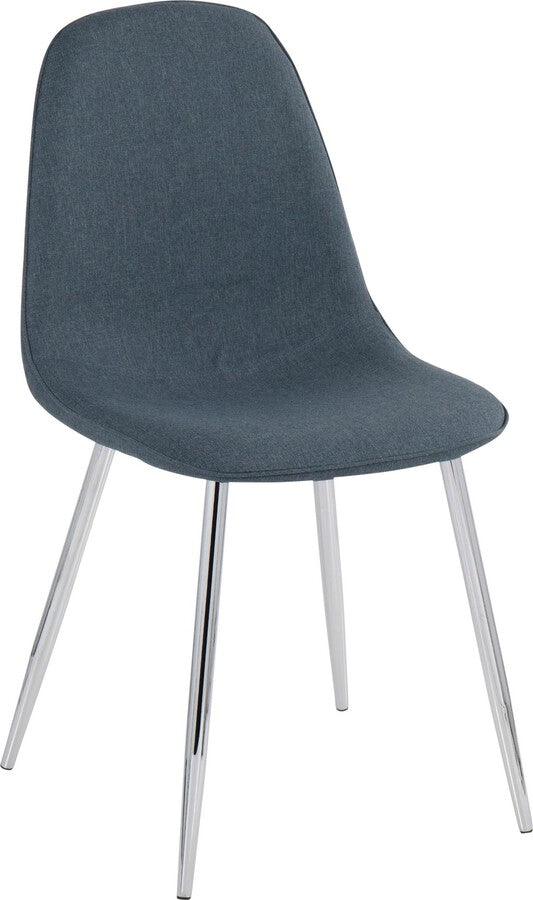 Lumisource Living Room Sets - Pebble Chair 35" Chrome & Blue Velvet (Set of 2)