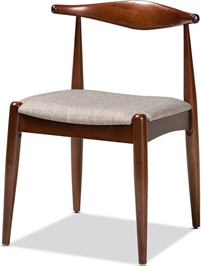 Wholesale Interiors Dining Sets - Amato Light Gray Fabric Walnut Finished Wood 5-Piece Dining Set