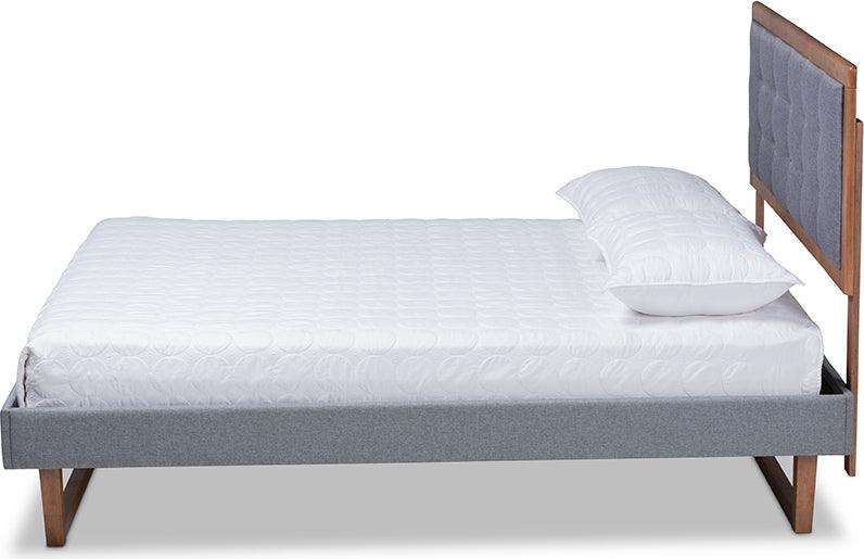 Wholesale Interiors Beds - Emele Queen Bed Dark Gray & Ash walnut