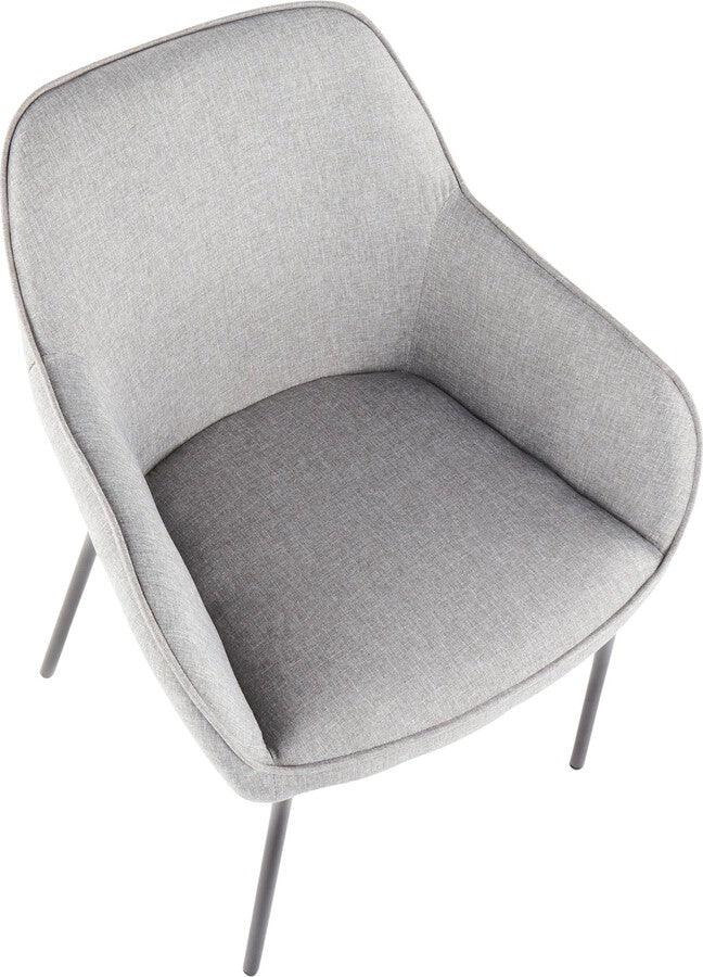 Lumisource Dining Chairs - Daniella Contemporary Dining Chair in Black Metal & Grey Fabric - Set of 2