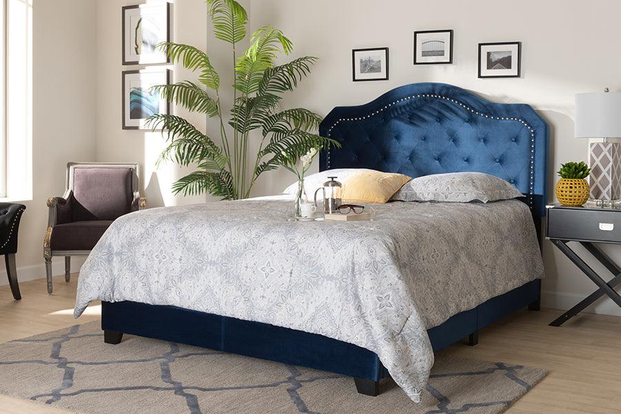 Wholesale Interiors Beds - Samantha Queen Bed Navy Blue & Black