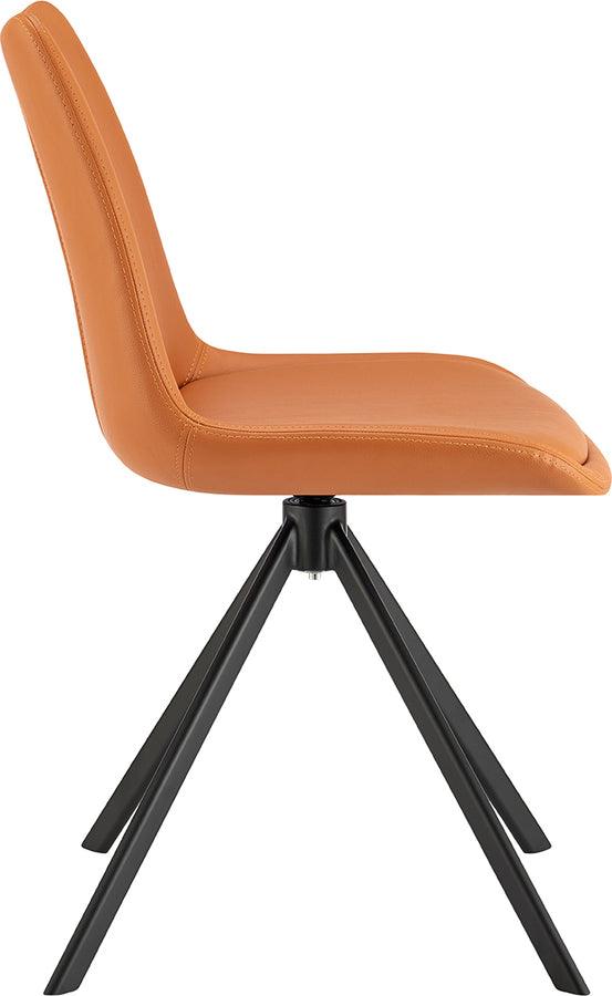 Vind Swivel Side Chair in Cognac Leatherette with Black Steel Legs