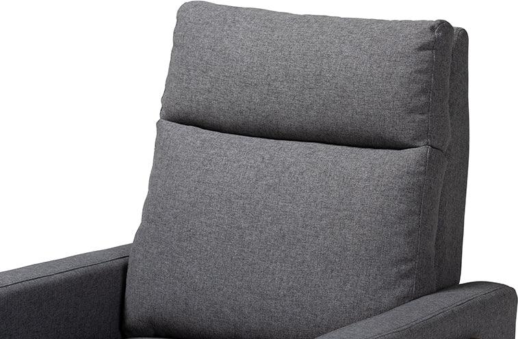 Wholesale Interiors Accent Chairs - Halstein Mid-Century Modern Grey Fabric & Walnut Brown Finished Wood Lounge Chair