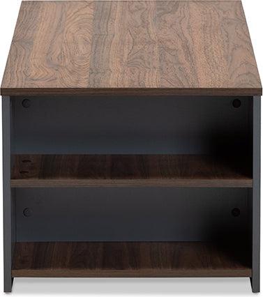 Wholesale Interiors Coffee Tables - Thornton Two-Tone Walnut Brown and Grey Finished Wood Storage Coffee Table