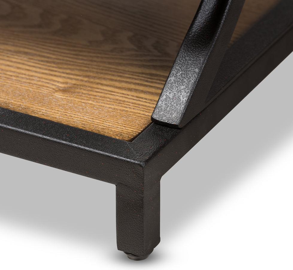 Wholesale Interiors Side & End Tables - Lancashire Style Oak Brown Finished Wood & Black Finished Metal End Table