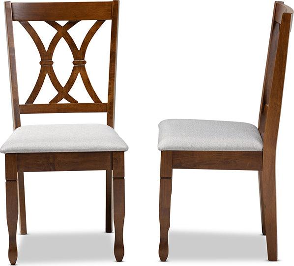 Wholesale Interiors Dining Chairs - Augustine Grey Fabric Upholstered And Walnut Brown Finished Wood 2-Piece Dining Chair Set Set