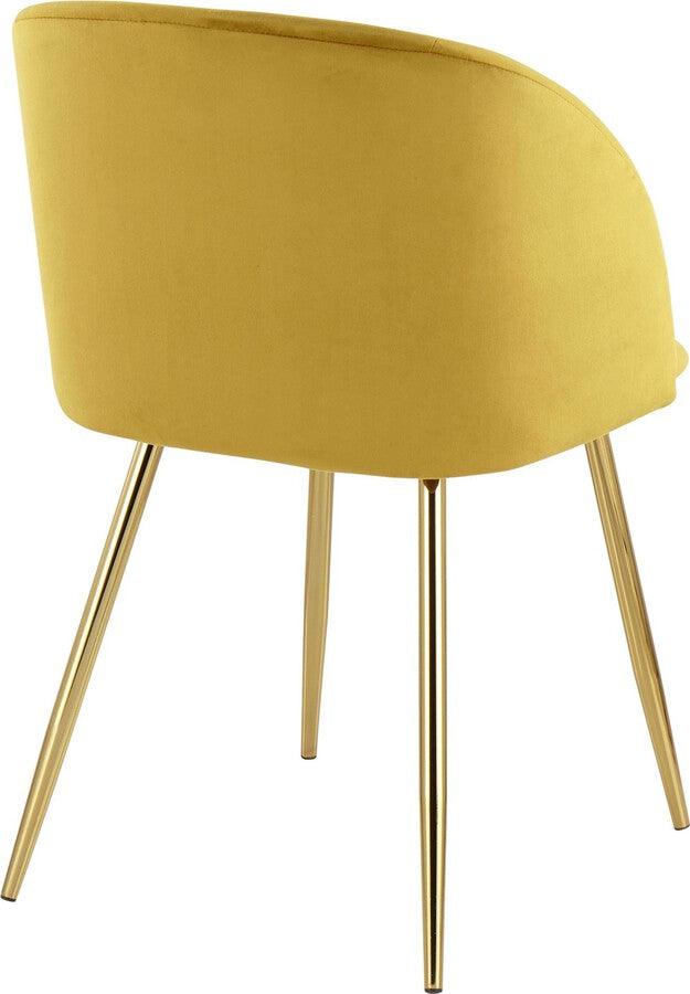 Lumisource Dining Chairs - Fran Contemporary Chair in Gold Metal and Chartreuse Velvet - Set of 2