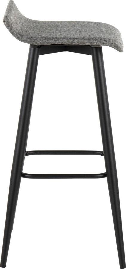 Lumisource Barstools - Ale Bar Stool In Black Steel & Grey Fabric (Set of 2)
