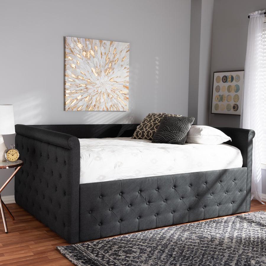 Wholesale Interiors Daybeds - Amaya Modern and Contemporary Dark Grey Fabric Upholstered Full Size Daybed