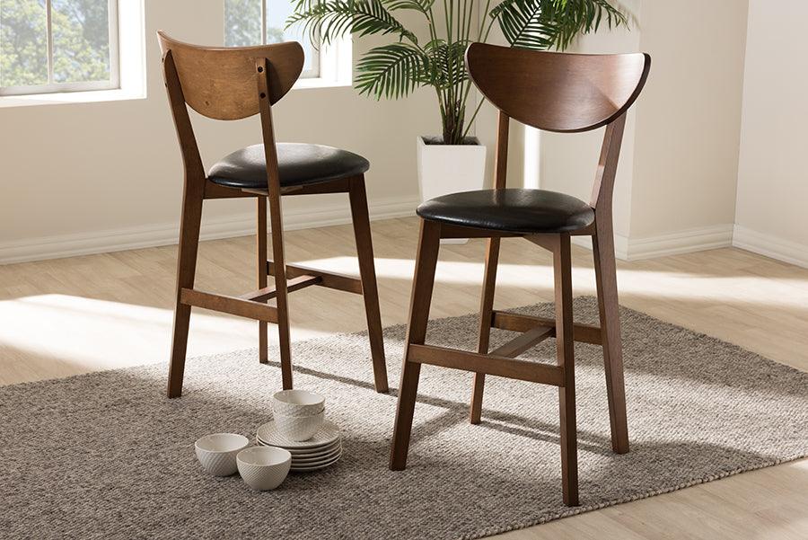 Wholesale Interiors Barstools - Eline Bar Stool Black & Walnut Brown (Set of 2)