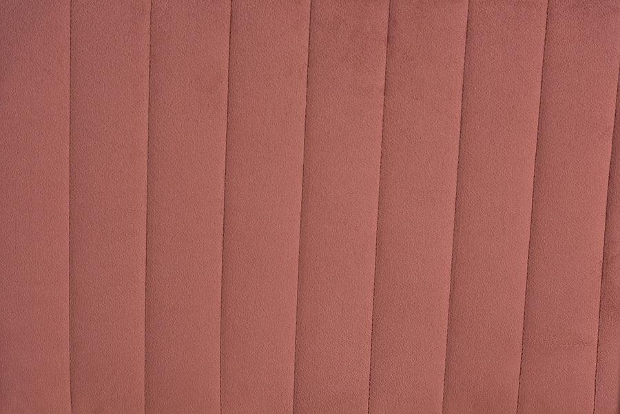 Wholesale Interiors Benches - Helaine Contemporary Glam and Luxe Blush Pink Fabric and Gold Metal Bench Ottoman