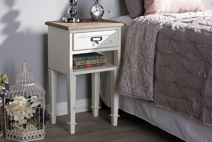 Wholesale Interiors Nightstands & Side Tables - Dauphine 2 Drawer Nightstand White & Natural