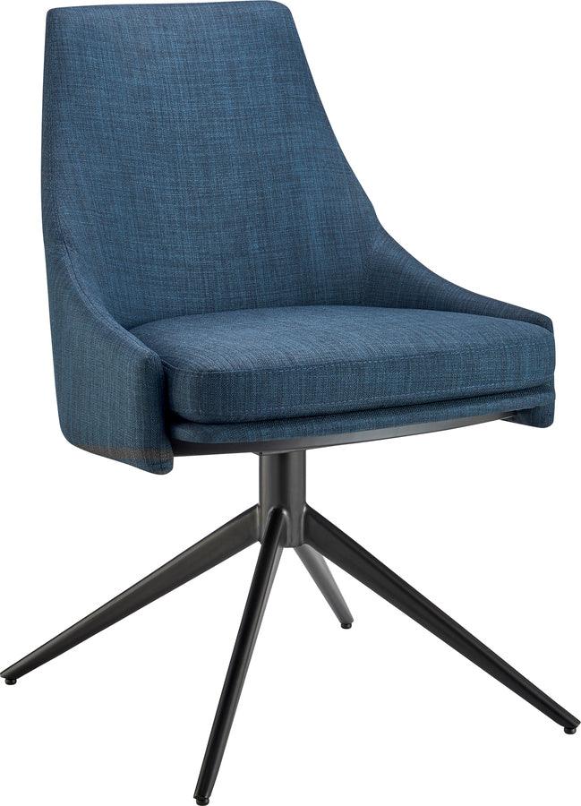 Euro Style Dining Chairs - Signa Side Chair in Blue Fabric with Black Steel Base
