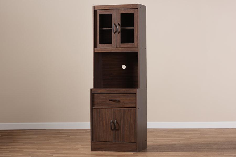 Wholesale Interiors Kitchen Storage & Organization - Laurana Modern and Contemporary Dark Walnut Finished Kitchen Cabinet and Hutch