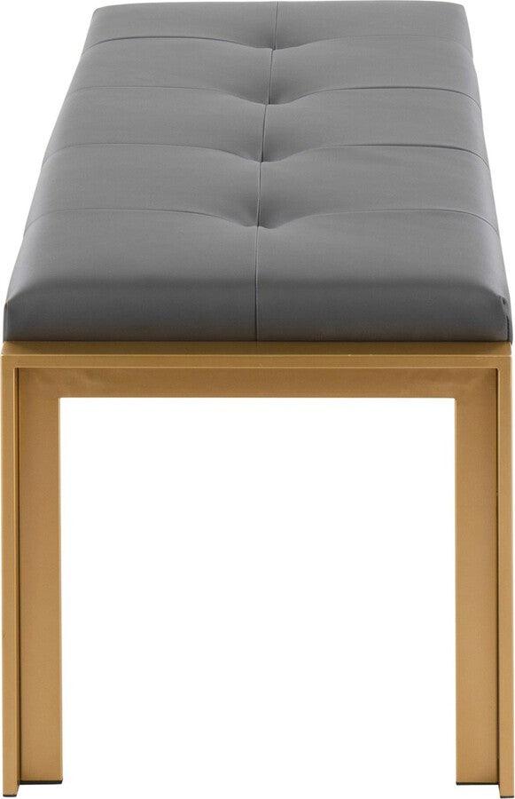 Lumisource Benches - Fuji Contemporary Bench In Gold Metal & Grey Faux Leather