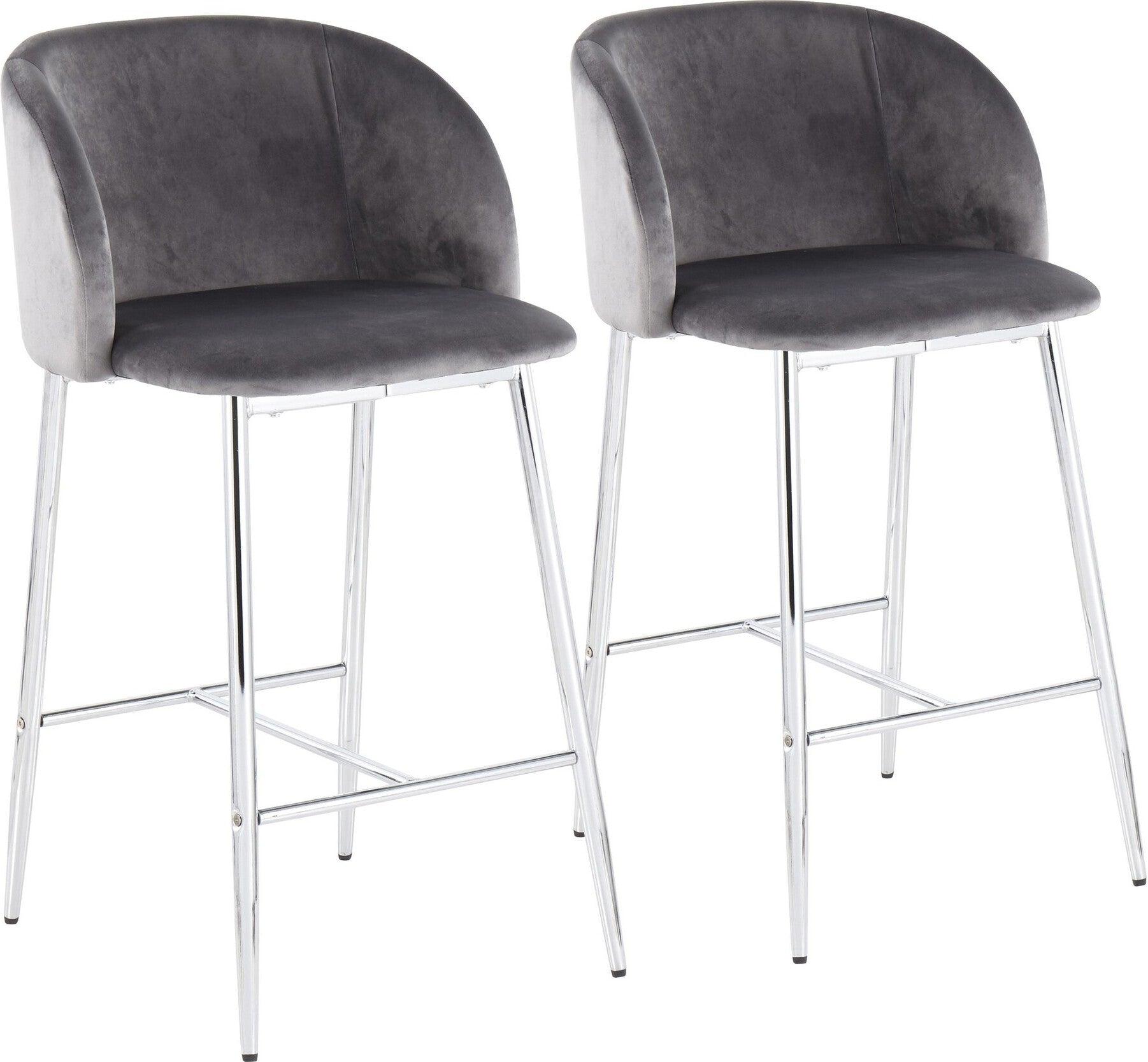 Lumisource Barstools - Fran Counter Stool Chrome & Gray (Set of 2)