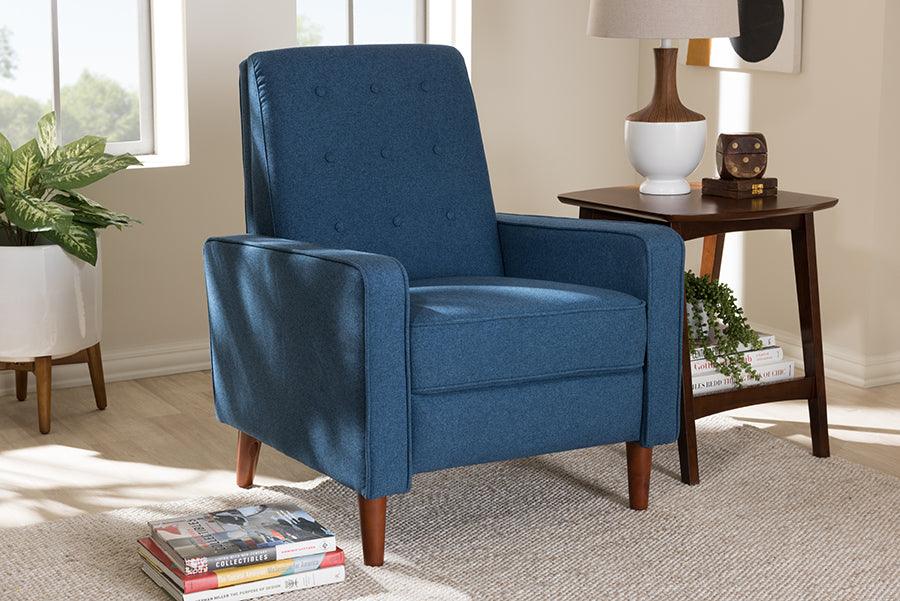 Wholesale Interiors Accent Chairs - Mathias Mid-century Modern Blue Fabric Upholstered Lounge Chair