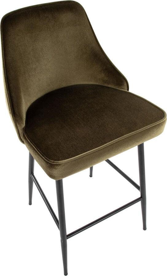 Lumisource Barstools - Marcel 25" Counter Stool In Black Metal & Green Velvet (Set of 2)